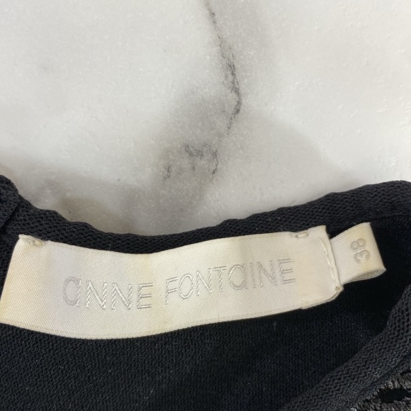 Anne Fontaine Eyelet Blouse Womens Size 38 US 4-6‎ Black 3/4 Sleeve Cutout Top - Picture 8 of 12